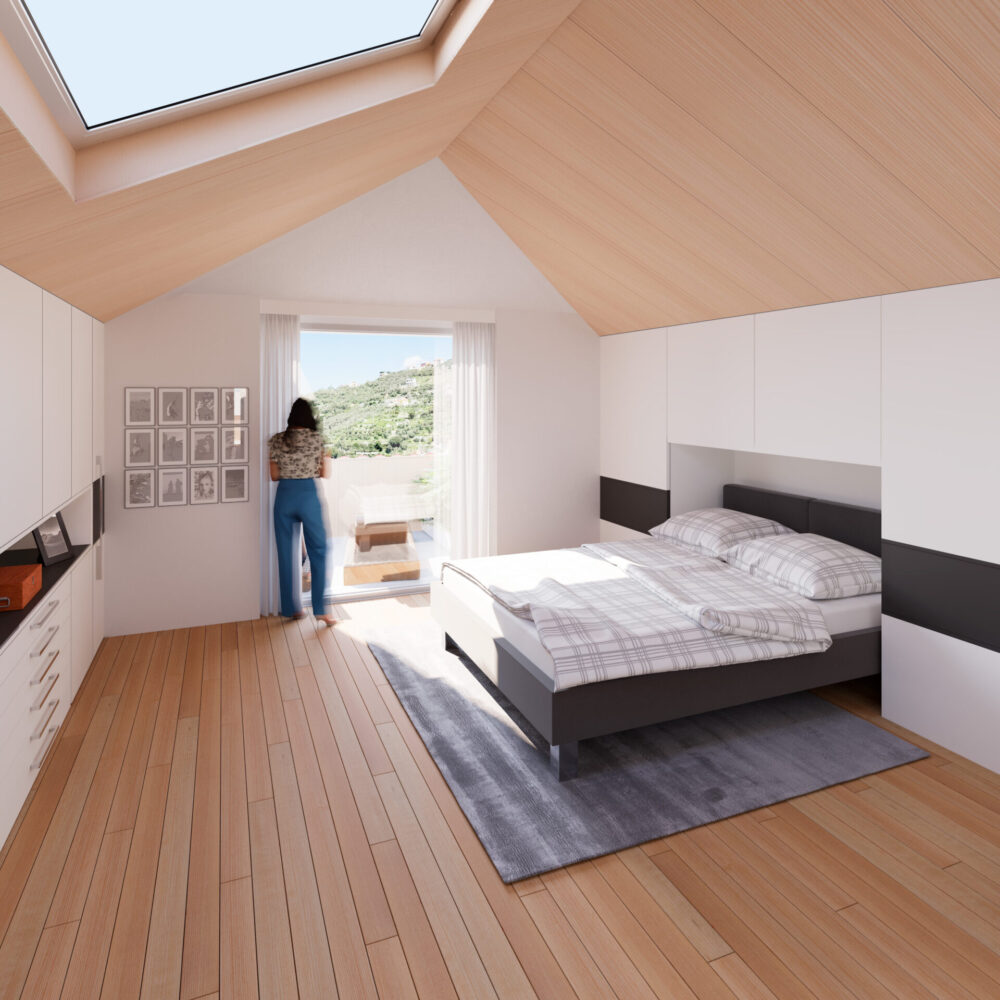 mansarda camera matrimoniale